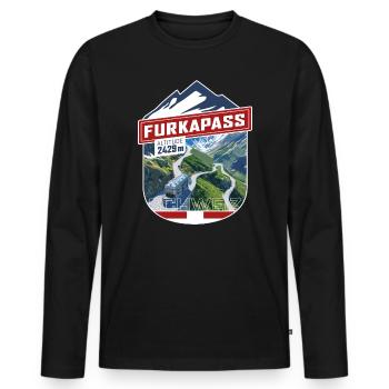 Sticker_CH_Furka - Men's Premium Organic Long Sleeve Shirt - black - Front - Nico (187cm)