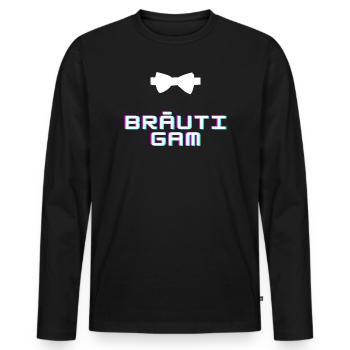 Bridegroom - Men's Premium Organic Long Sleeve Shirt - black - Front - Nico (187cm)