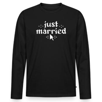 Just Married Pixel Mouse Pointer Wedding Gift - Men's Premium Organic Long Sleeve Shirt - black - Front - Nico (187cm)