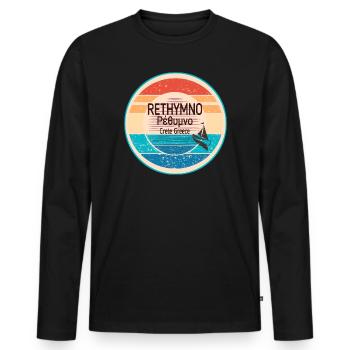 Greek sunset look Crete  - Männer Premium Bio Langarmshirt - Schwarz - Vorne - Nico (187cm)