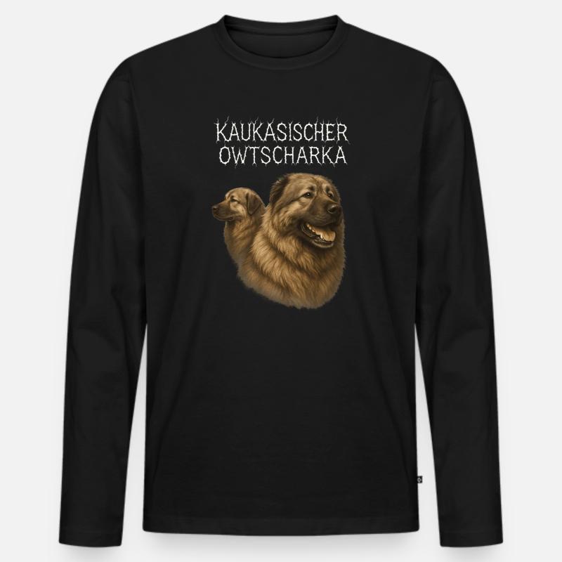 Kaukasischer Owtscharka - Männer Premium Bio Langarmshirt - Schwarz