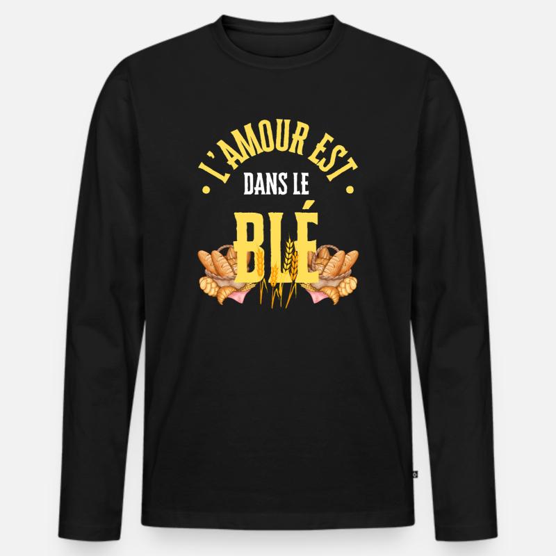 Die Liebe steckt im Weizen - Männer Premium Bio Langarmshirt - Schwarz