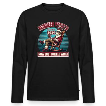 Reindeer Retirement 2024 – Mulled Wine & Winter Fun - Men's Premium Organic Long Sleeve Shirt - black - Front - Nico (187cm)