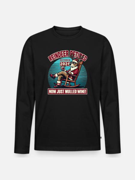 Rentier Ruhestand 2024 – Glühwein & Winterspaß - Männer Premium Bio Langarmshirt - Schwarz