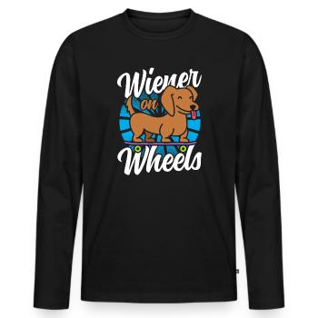 Skateboard Skater Skateboarder Dachshund - Männer Premium Bio Langarmshirt - Schwarz - Vorne - Nico (187cm)