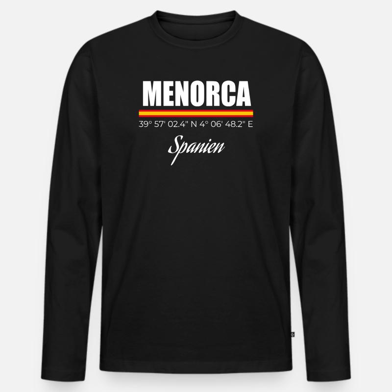 Menorca - Männer Premium Bio Langarmshirt - Schwarz