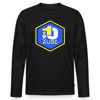 Morgendämmerung 10 - Männer Premium Bio Langarmshirt - Schwarz - Vorne - Nico (187cm)