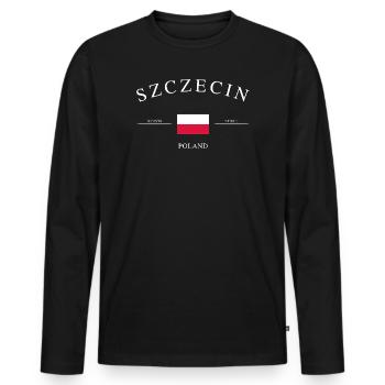 Szczecin Pologne – Souvenir et cadeau des Fêtes - T-shirt manches longues Premium bio Homme - noir - Devant - Nico (187cm)