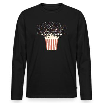 Explosion de pop-corn coloré avec des pépites pour - T-shirt manches longues Premium bio Homme - noir - Devant - Nico (187cm)