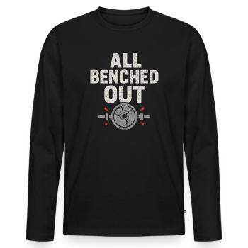 Développé couché Mememe Discover Me Bro Gym - T-shirt manches longues Premium bio Homme - noir - Devant - Nico (187cm)