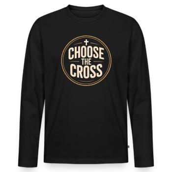 Chrétien Choisir La Croix Croix Confession - T-shirt manches longues Premium bio Homme - noir - Devant - Nico (187cm)