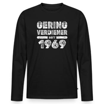 Low-income earners 1969 - Men's Premium Organic Long Sleeve Shirt - black - Front - Nico (187cm)