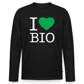 J’adore le bio - T-shirt manches longues Premium bio Homme - noir - Devant - Nico (187cm)