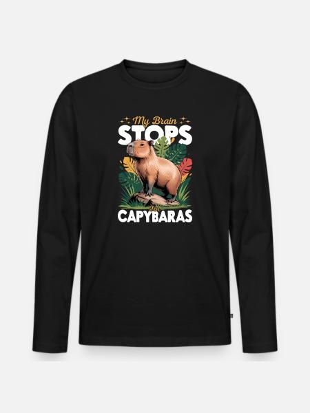 Funny aesthetic Kawaii Capybara - Men's Premium Organic Long Sleeve Shirt - black