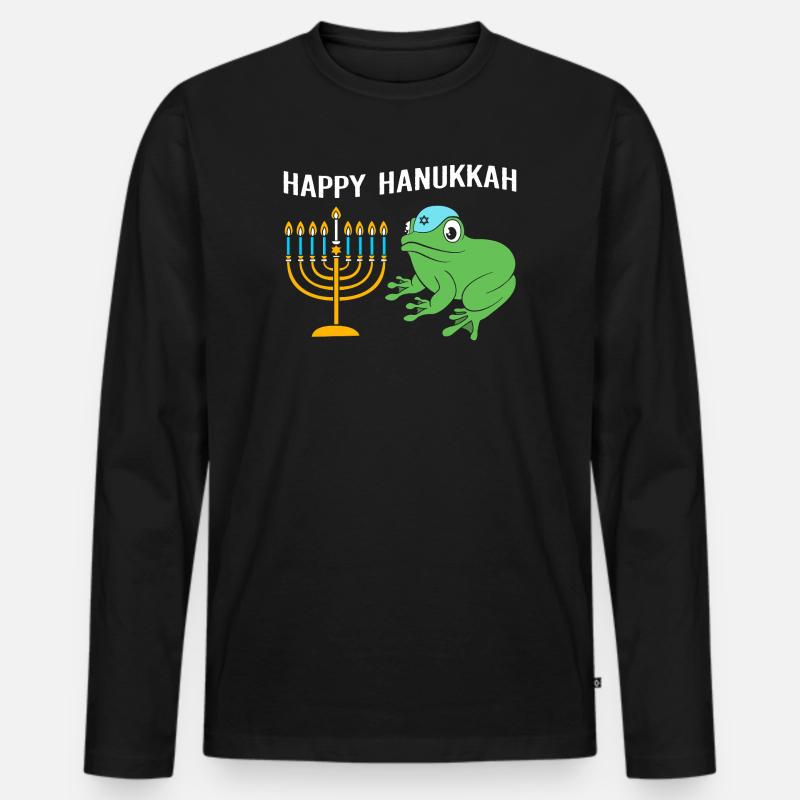 Hanoukka Hanoukka Hanoukka Grenouille - T-shirt manches longues Premium bio Homme - noir