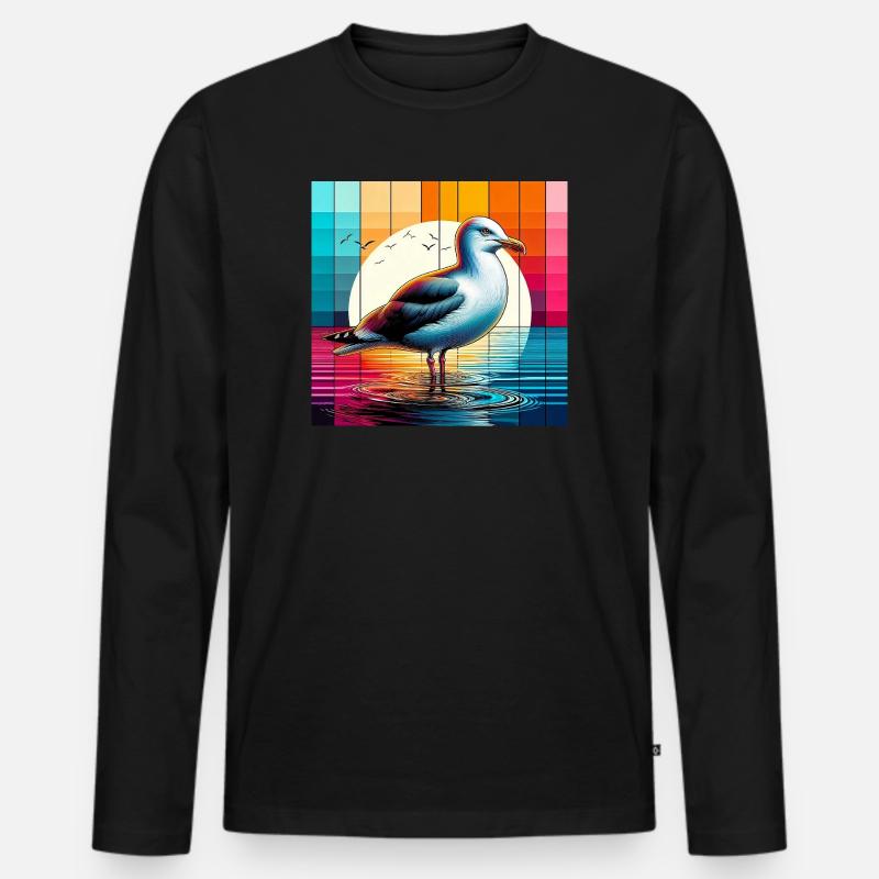 Möwe - Männer Premium Bio Langarmshirt - Schwarz