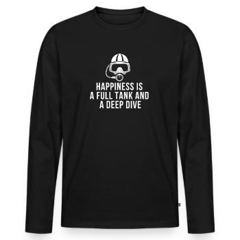 Le bonheur, c’est un réservoir plein et une plongée profonde - T-shirt manches longues Premium bio Homme - noir - Devant - Nico (187cm)