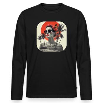 Collage de t-shirts rétro - T-shirt manches longues Premium bio Homme - noir - Devant - Nico (187cm)