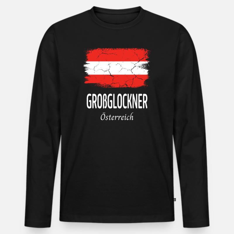 Großglockner - Männer Premium Bio Langarmshirt - Schwarz