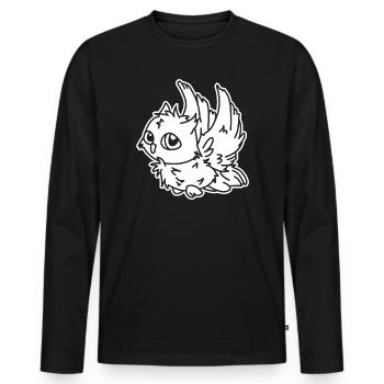 Eule im Flug – mystisches Eulenmotiv Nachtvogel - Männer Premium Bio Langarmshirt - Schwarz - Vorne - Nico (187cm)