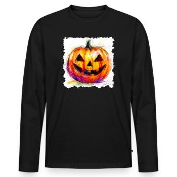 Colorful Pumpkin Jack-O-Lantern - Men's Premium Organic Long Sleeve Shirt - black - Front - Nico (187cm)