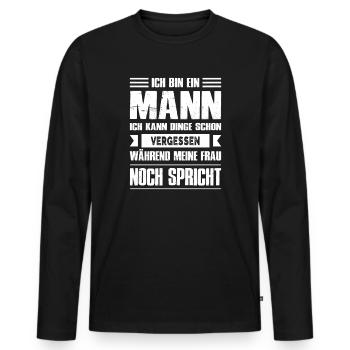 Funny Sayings Fun Outfits Irony Sarcasm - Men's Premium Organic Long Sleeve Shirt - black - Front - Nico (187cm)