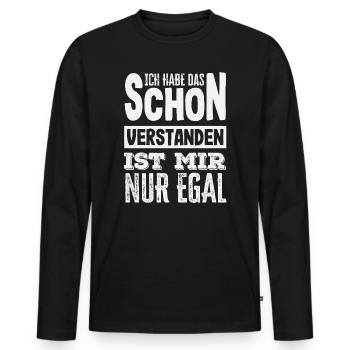 J’ai compris – je m’en fiche, sarcasme - T-shirt manches longues Premium bio Homme - noir - Devant - Nico (187cm)
