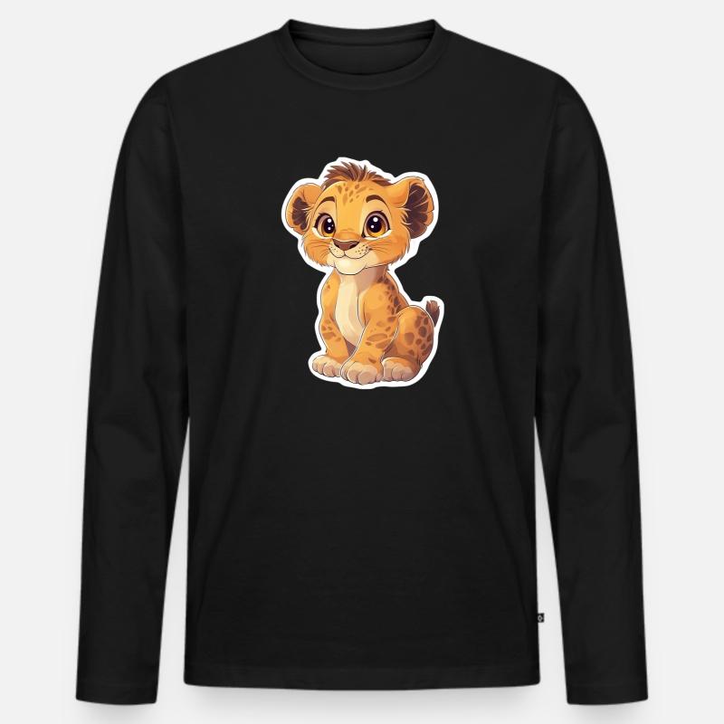 Löwe - Männer Premium Bio Langarmshirt - Schwarz