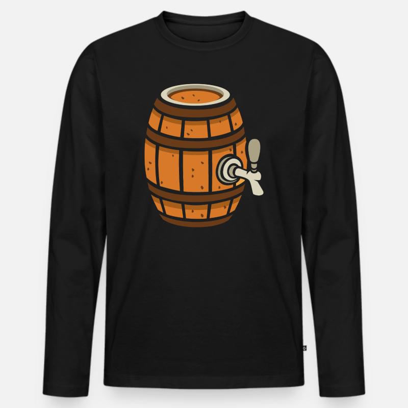 Rustikales Bierfass Cartoon - Männer Premium Bio Langarmshirt - Schwarz