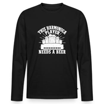 Harmonica Musican Needs A Beer Harmonica - Männer Premium Bio Langarmshirt - Schwarz - Vorne - Nico (187cm)
