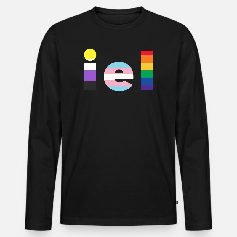 Sie - Männer Premium Bio Langarmshirt - Schwarz