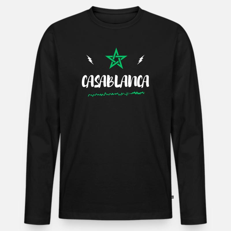 Casablanca Etoile Du Maroc - Männer Premium Bio Langarmshirt - Schwarz