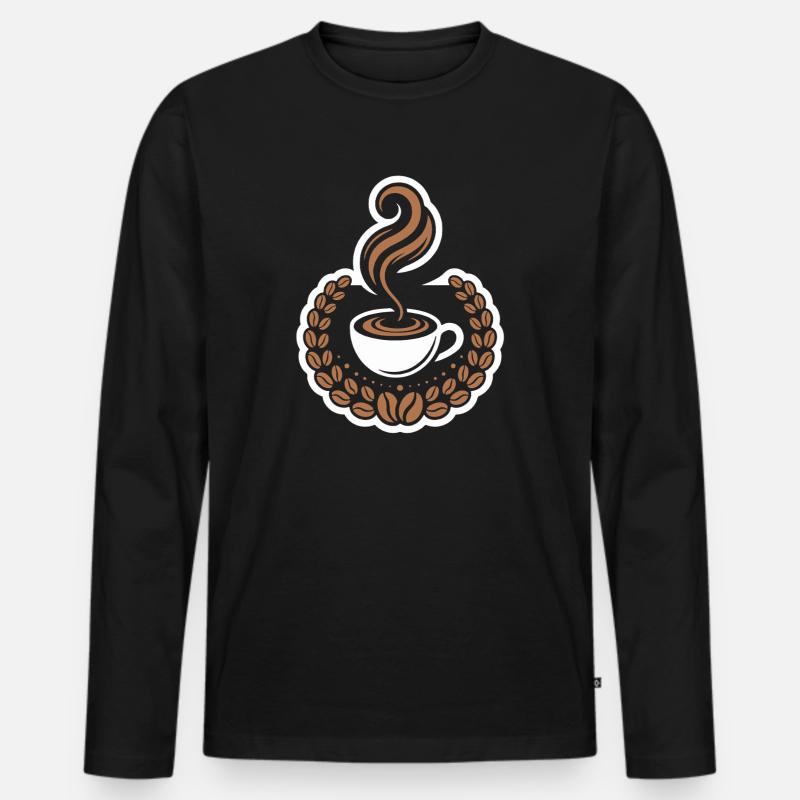 Caffeine Design Coffee Artwork Coffee - Männer Premium Bio Langarmshirt - Schwarz