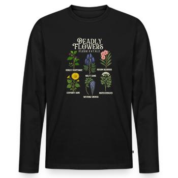Deadly Flowers Collection — Giftiges Halloween - Männer Premium Bio Langarmshirt - Schwarz - Vorne - Nico (187cm)