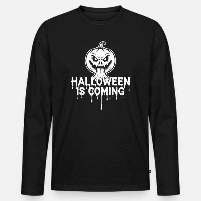 Halloween Kommt - Männer Premium Bio Langarmshirt - Schwarz