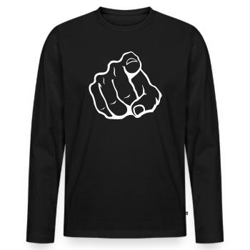 Index Finger Silhouette - Men's Premium Organic Long Sleeve Shirt - black - Front - Nico (187cm)
