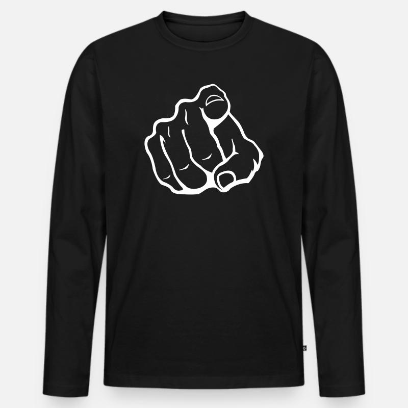 Zeigefinger Silhouette - Männer Premium Bio Langarmshirt - Schwarz