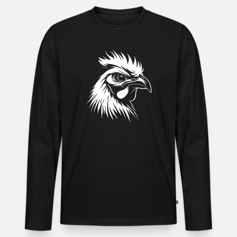 Hahn weiß :) - Männer Premium Bio Langarmshirt - Schwarz