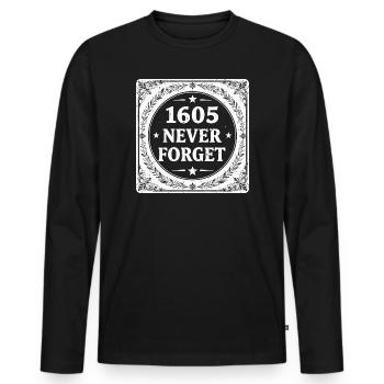 White Gunpowder Plot Stamp - Men's Premium Organic Long Sleeve Shirt - black - Front - Nico (187cm)