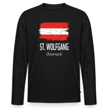 St. Wolfgang - Men's Premium Organic Long Sleeve Shirt - black - Front - Nico (187cm)