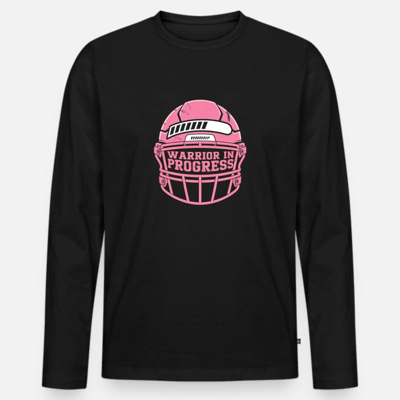 Brustkrebs Bewusstsein Warrior In Progress - Männer Premium Bio Langarmshirt - Schwarz