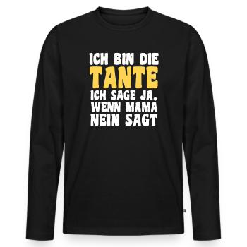 Nièce motif familial - T-shirt manches longues Premium bio Homme - noir - Devant - Nico (187cm)