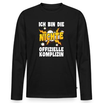 Nièce motif familial - T-shirt manches longues Premium bio Homme - noir - Devant - Nico (187cm)