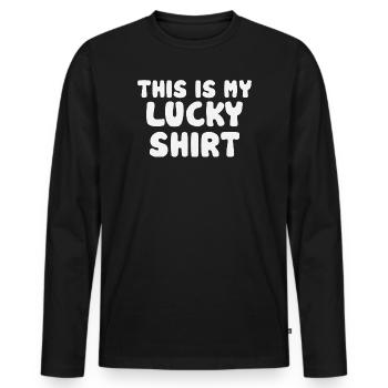 My Lucky Shirt Saying - Men's Premium Organic Long Sleeve Shirt - black - Front - Nico (187cm)