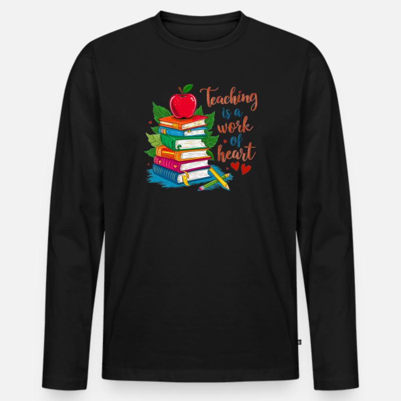Lehrerin Bokstack und Hjärta - Männer Premium Bio Langarmshirt - Schwarz