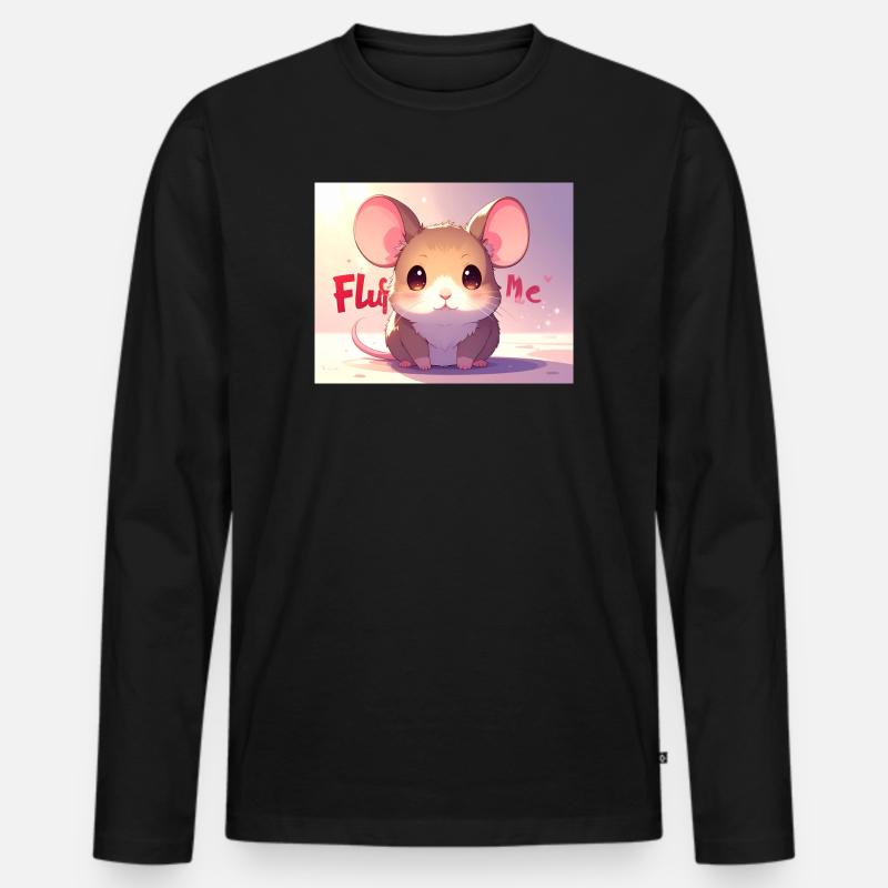 Maus Fluff me - Männer Premium Bio Langarmshirt - Schwarz