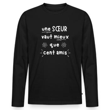 One SISTER is better than a hundred friends - Men's Premium Organic Long Sleeve Shirt - black - Front - Nico (187cm)