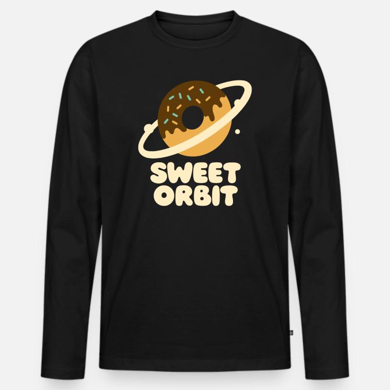 Süßer Orbit Donutplanet - Männer Premium Bio Langarmshirt - Schwarz