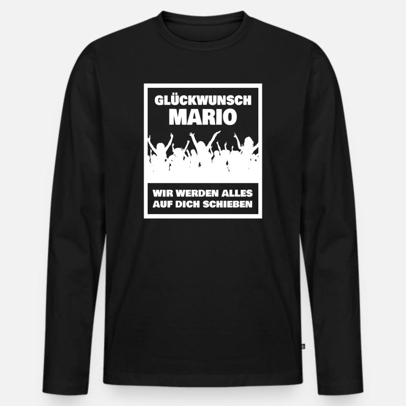 Mario - Männer Premium Bio Langarmshirt - Schwarz