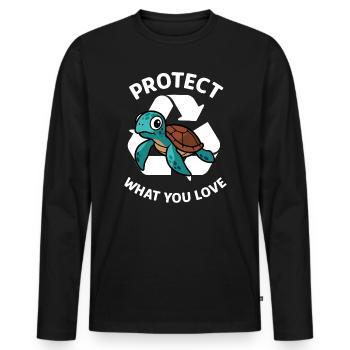 Protect what you love – turtle protection - Men's Premium Organic Long Sleeve Shirt - black - Front - Nico (187cm)